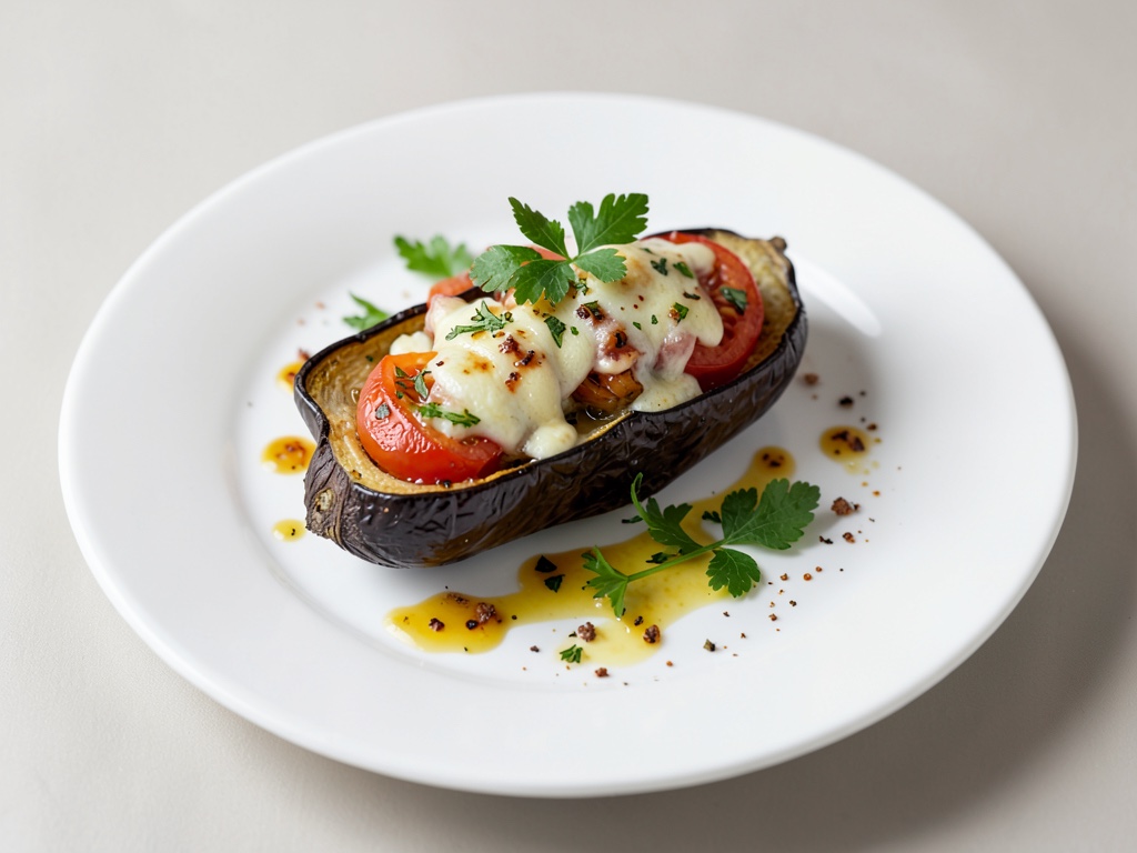 Melanzani al forno ripiene di pomodoro e formaggio