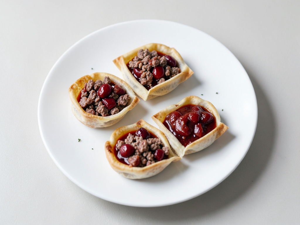 Sacchetti di pasta sfoglia croccanti con chutney di prugne