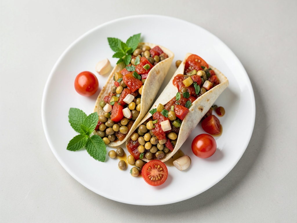 Burritos ripieni di ripieno di fagioli e mais e salsa di pomodori fresca