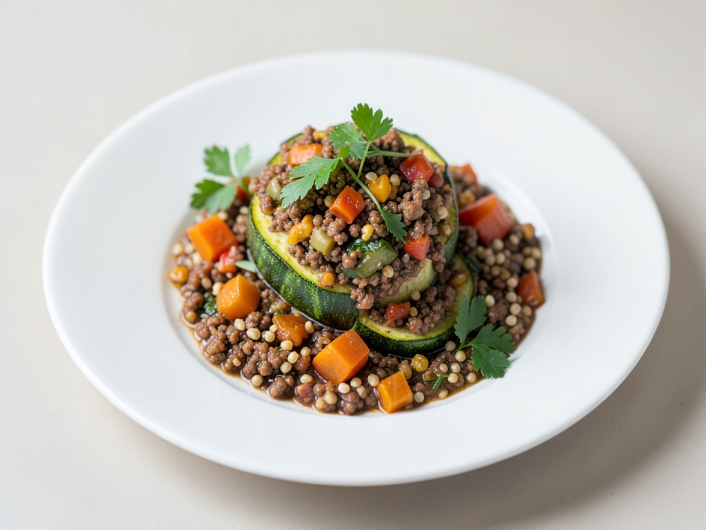 Zucchine vegane farcite con sostituto della carne macinata e quinoa alla zucca