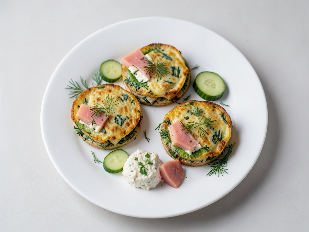 Tortillas de hierbas con salmón y queso cottage