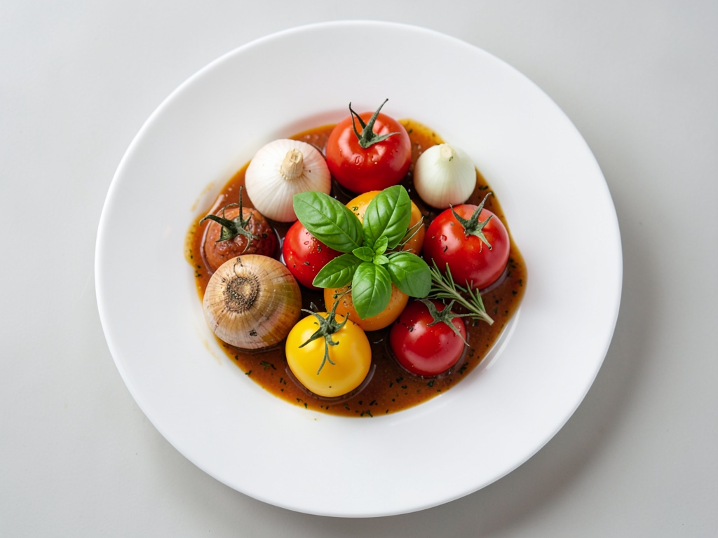 Peperoni ripieni di carne ed erbe, serviti con riso e salsa di vino e panna
