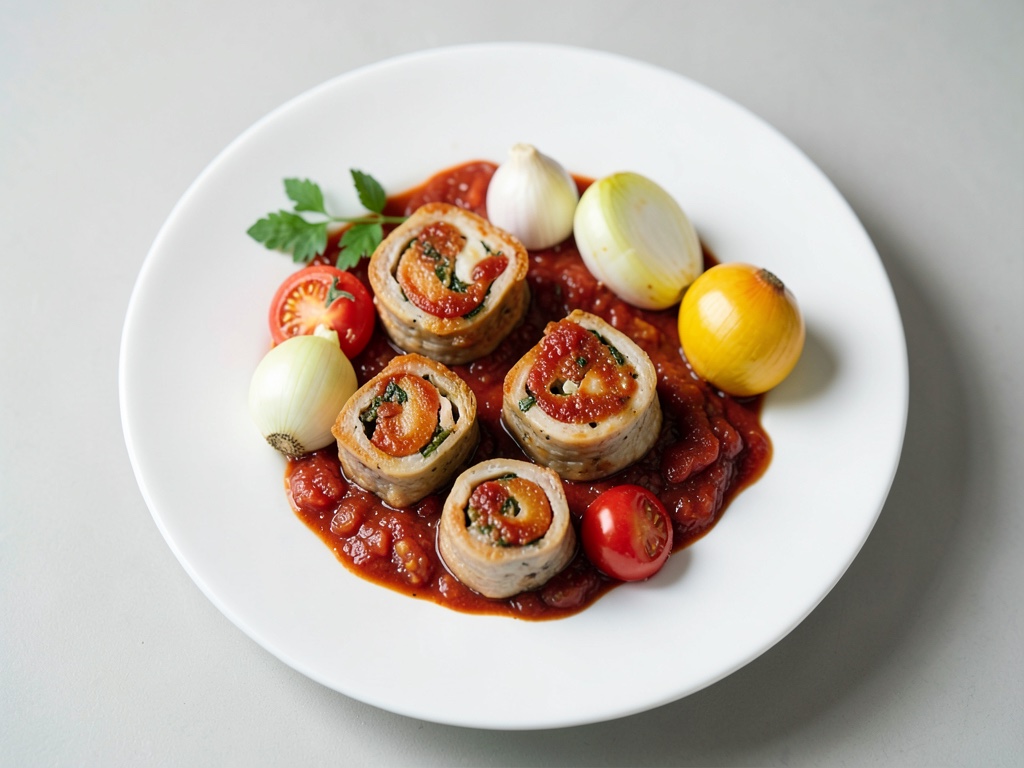 Involtini di tacchino ripieni in salsa di pomodoro