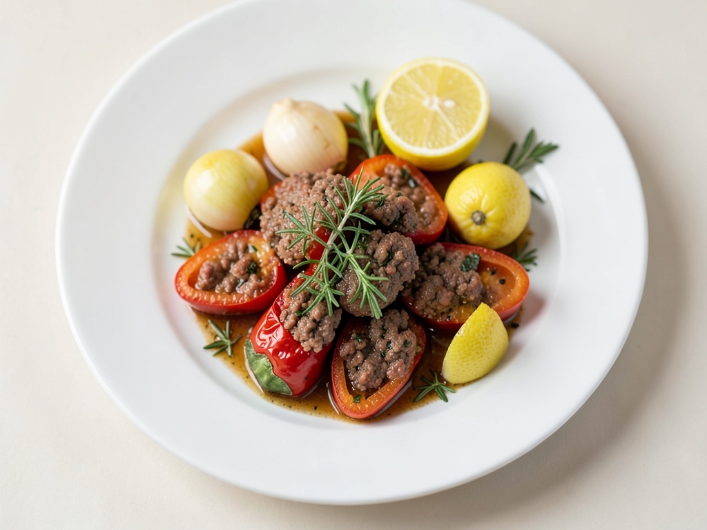 Piatto al forno di carne macinata e peperoni