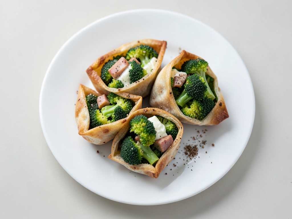 Tasche di pasta croccanti con merluzzo e broccoli