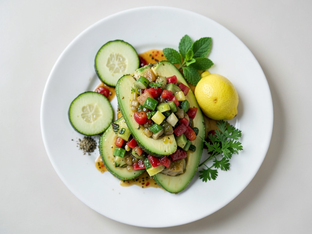 Avocado alla griglia con salsa di cetrioli