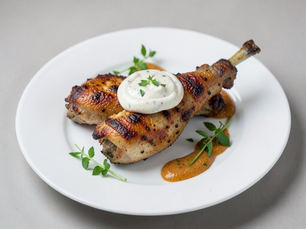 Cuisse de poulet grillée avec sauce cacahuète coco
