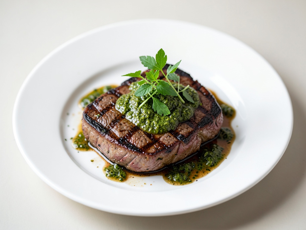 Bistecche di manzo alla griglia con salsa chimichurri