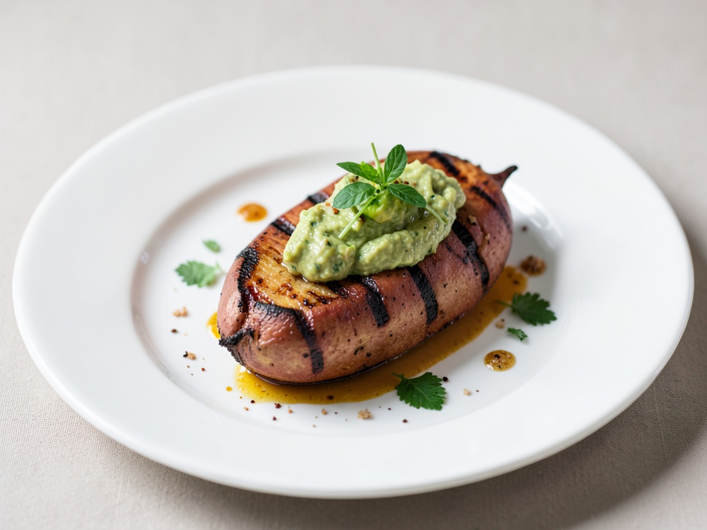 Patate dolci grigliate con dip all'avocado