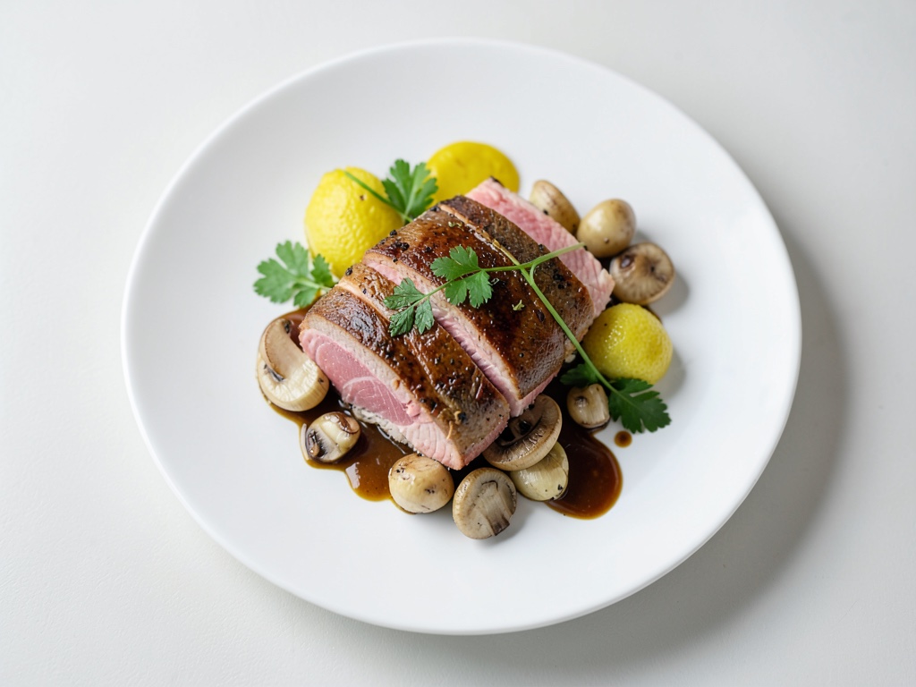 Salmone affumicato alla griglia con funghi champignon