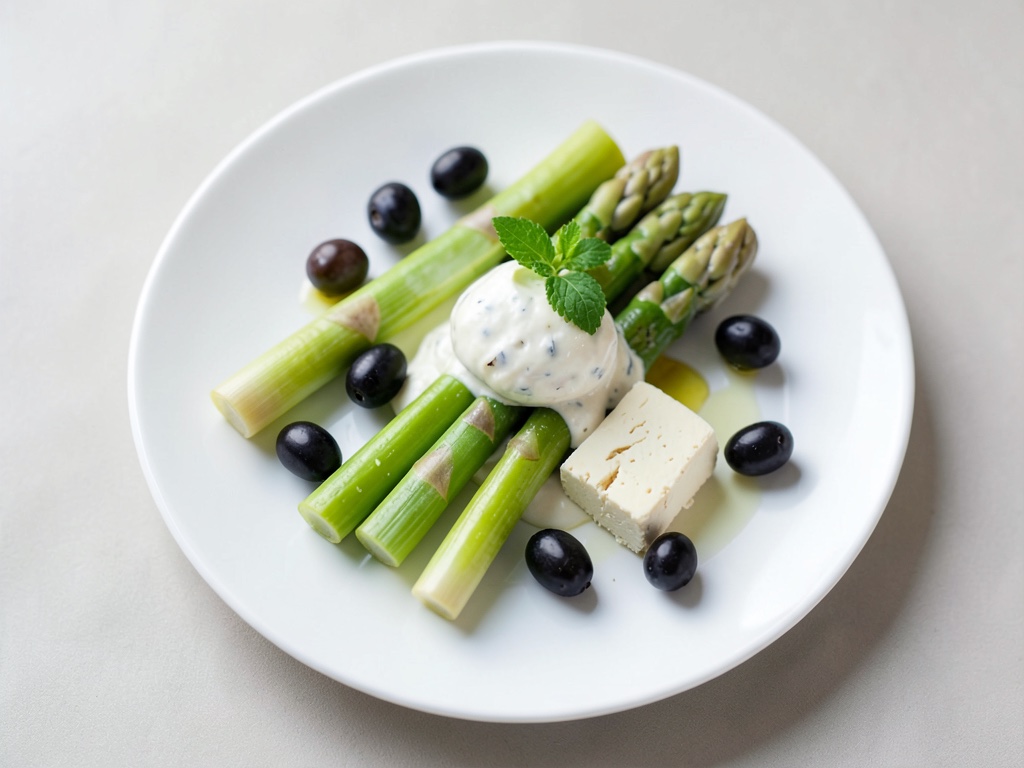 Gegrillter Spargel mit Ziegenkäse und Oliven