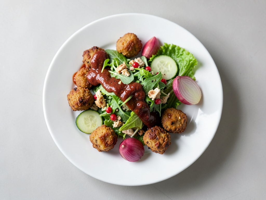 Insalata colorata con nugget vegani croccanti