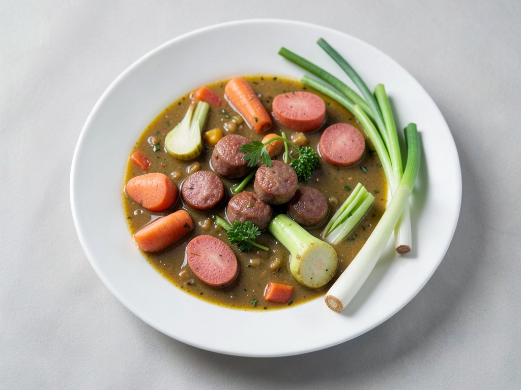 Guiso de verduras con salchichas vienesas