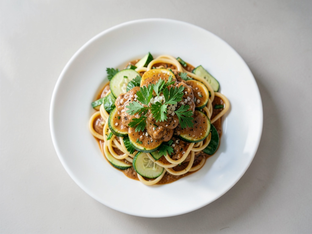 Tagliatelles avec ragoût de tomates et croquant frais aux herbes et citron