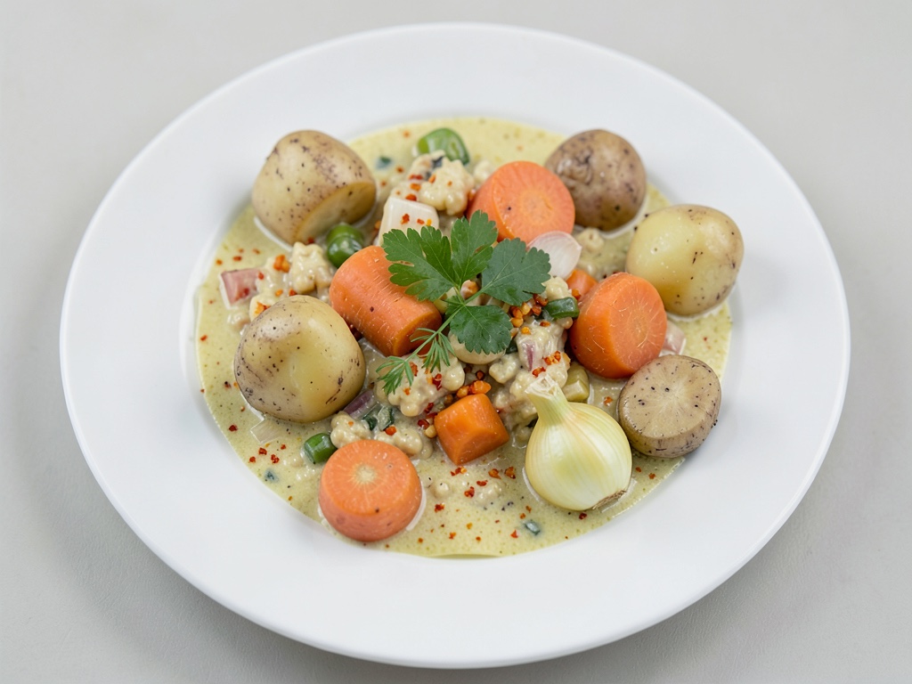 Sopa cremosa de verduras con pimienta cítrica