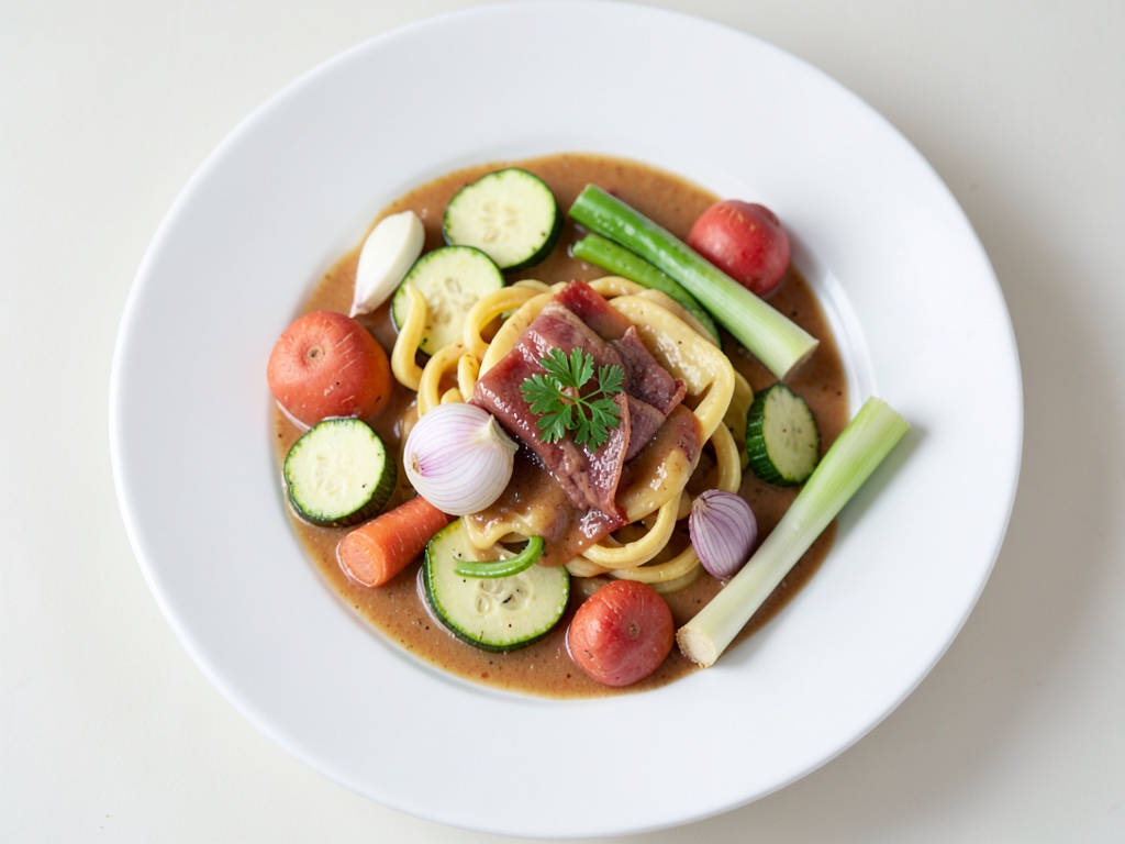 Spire di verdura con salsa di panna e prosciutto