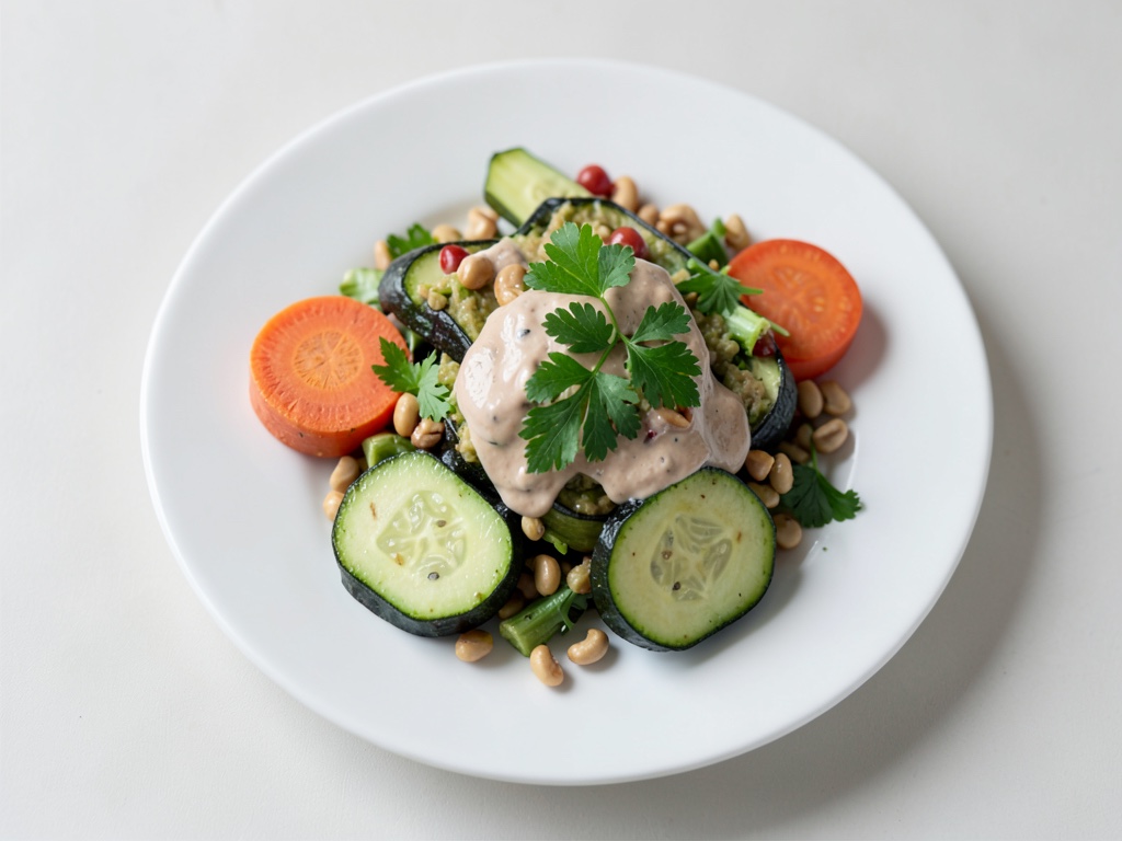 Salade de légumes croustillante avec sauce crémeuse à l'arachide