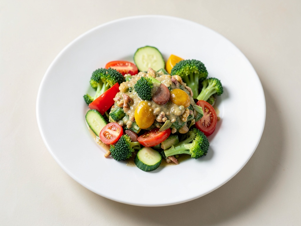 Insalata di verdure con condimento al pesto