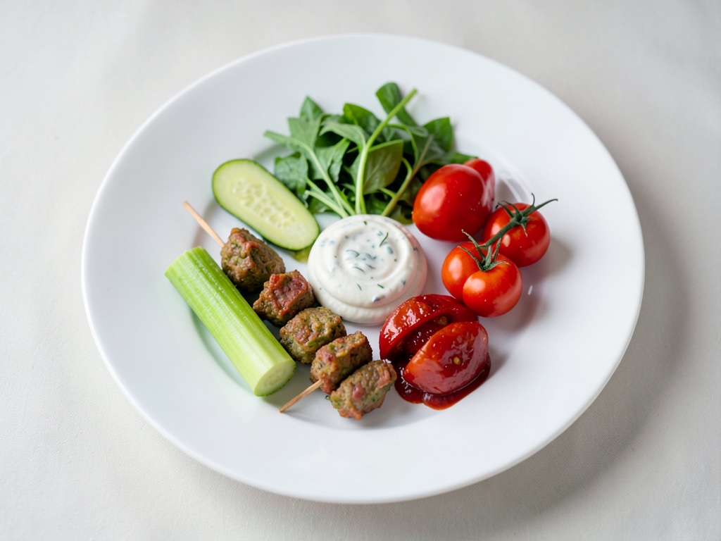 Brochetas de verduras con salsa