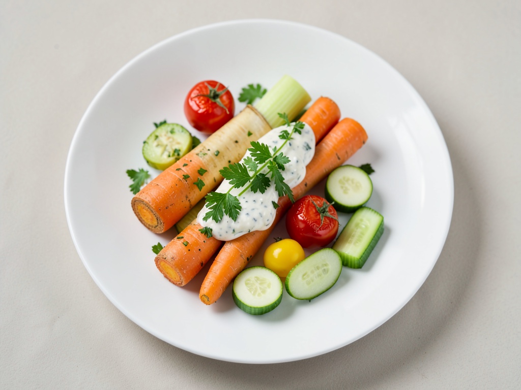 Palitos de verdura con salsa de cebollino