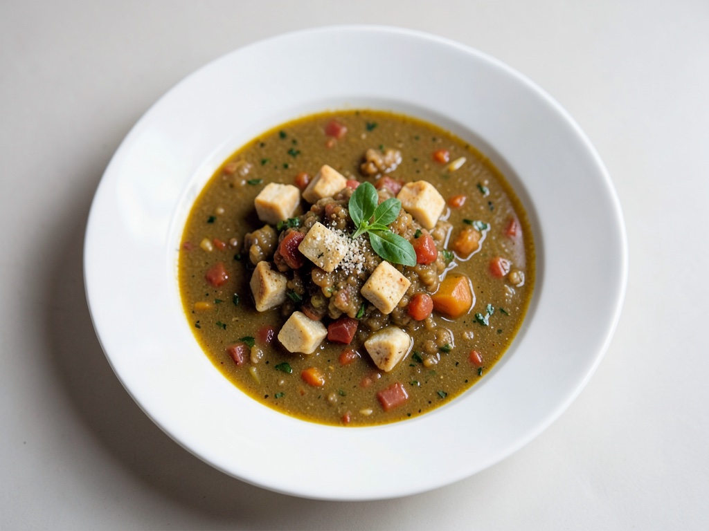 Sopa de verduras con trozos de crepa caseros