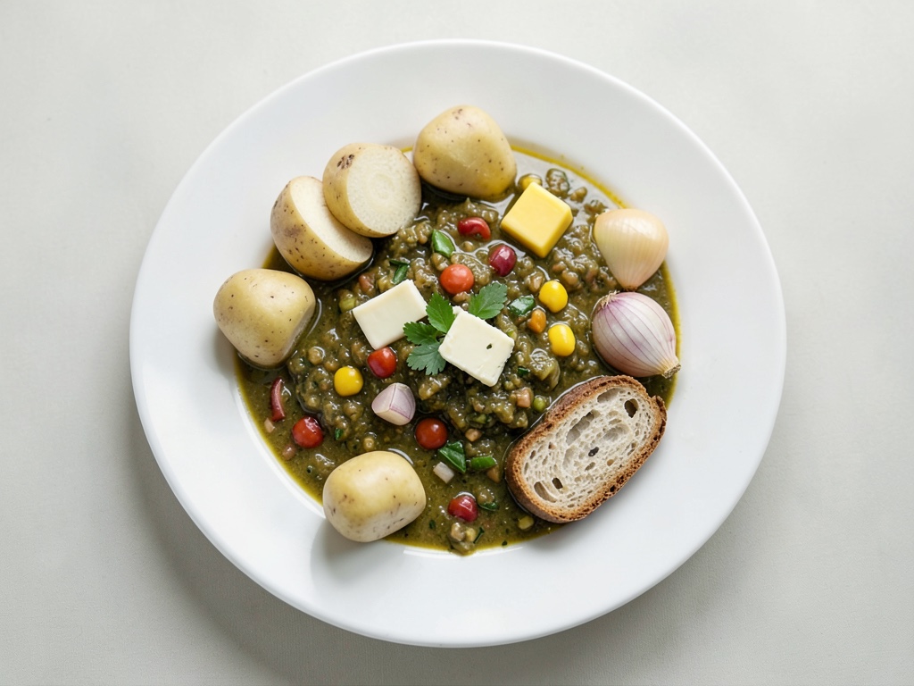 Sopa de verduras con pan de queso