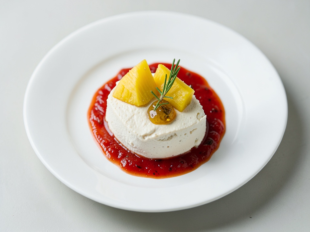 Geschichtete Joghurt-Mousse mit Ananas-Kompott