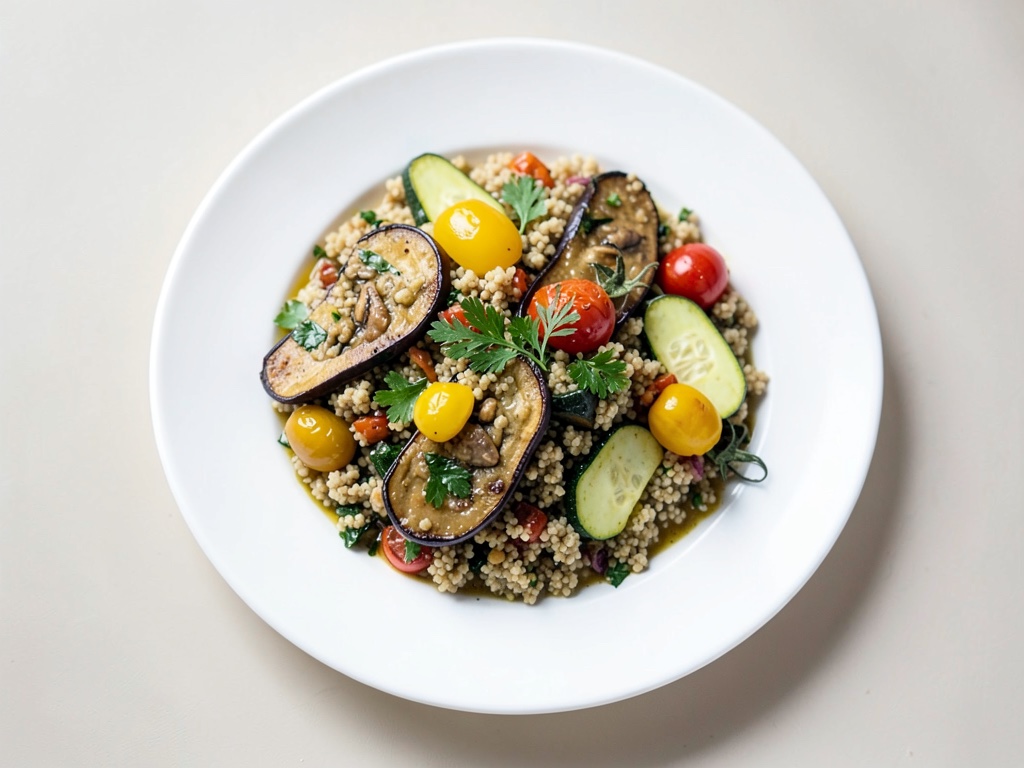 Ratatouille stratificato con couscous alle erbe