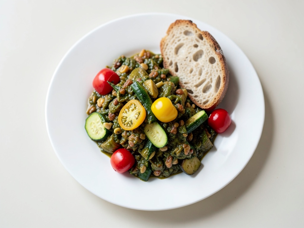 Ratatouille stufato con croccante baguette da forno in pietra