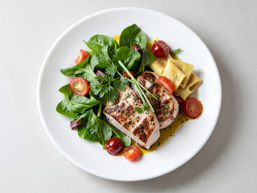 Petto di tacchino con pancetta e spätzle alle erde fritti con insalata di rucola fresca