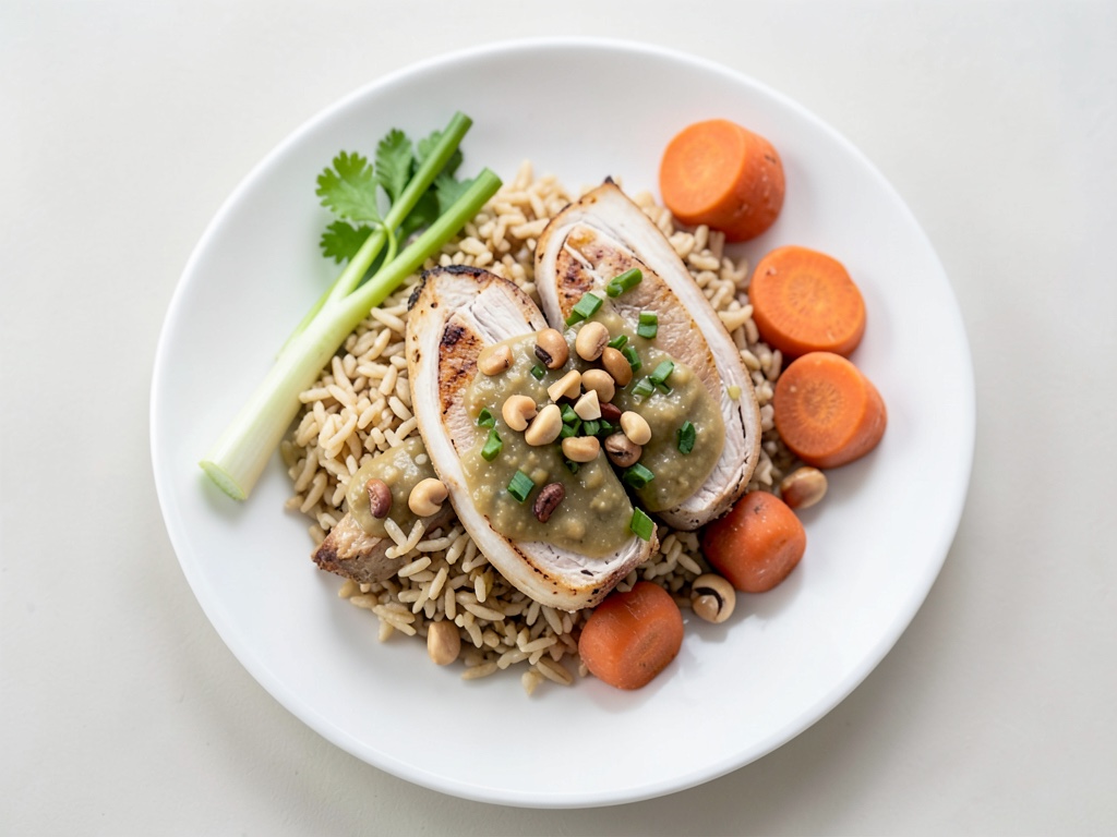 Pollo glassato al miele con riso e verdure asiatiche croccanti