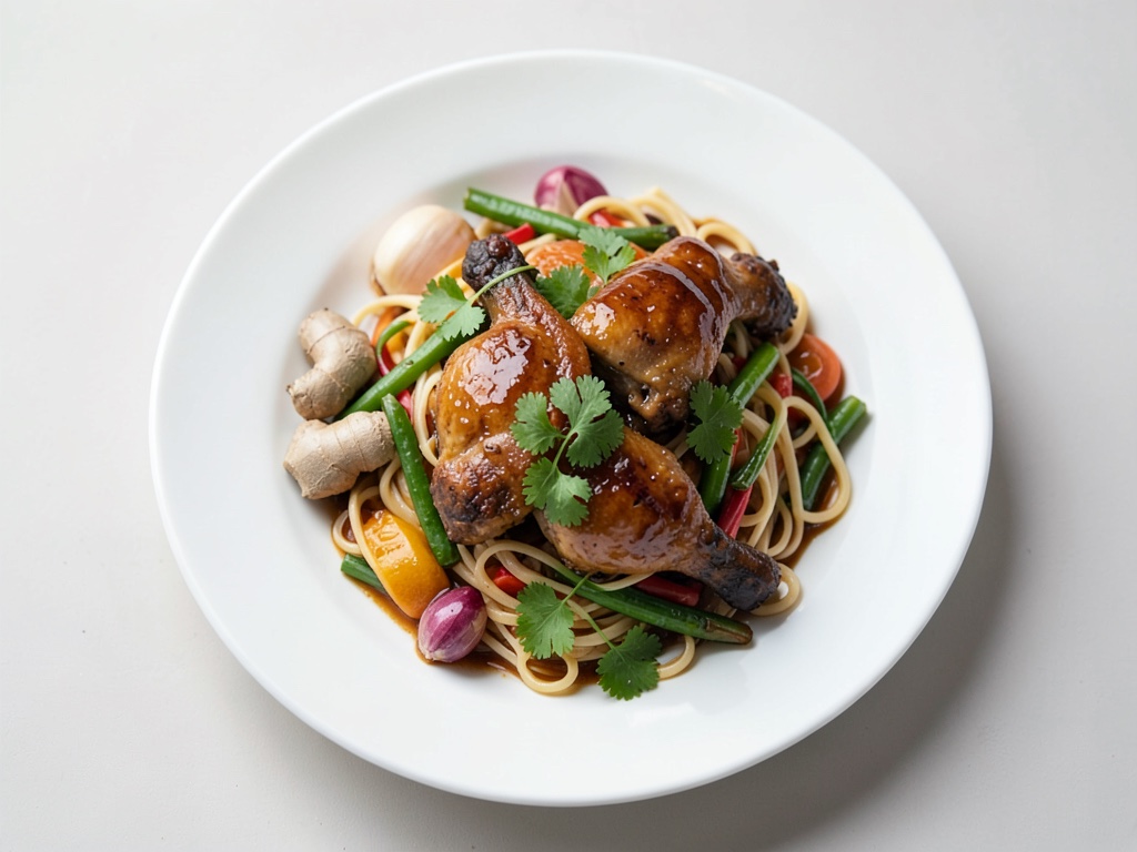Pollo Teriyaki con vermicelli di vetro e verdure fresche