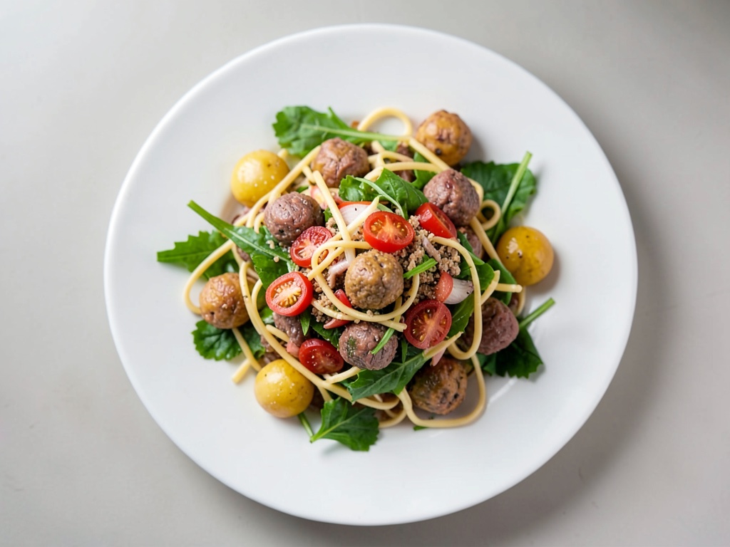 Glasnudelsalat mit scharfen Hackbällchen