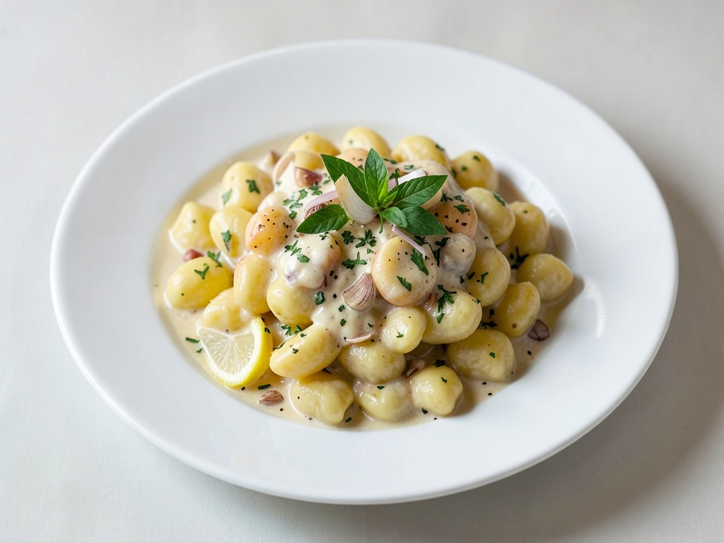 Gnocchi cremosi al limone e aglio
