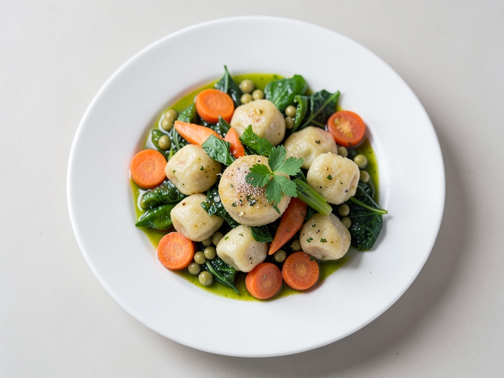 Raviolis aux légumes de saison colorés
