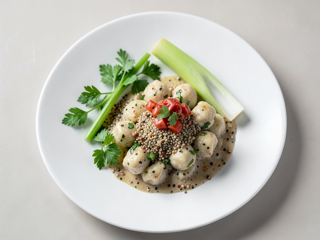 Cremiger Kohlrabi mit Gnocchi und knusprigem Quinoa