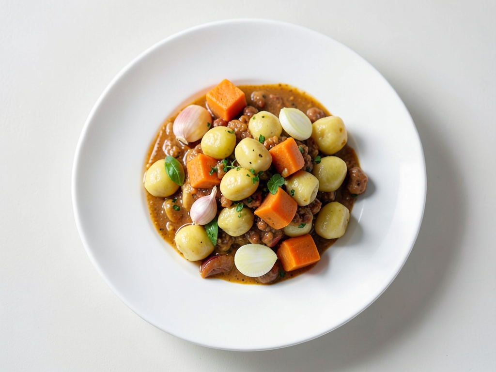 Sopa cremosa de calabaza con gnocchi crujientes