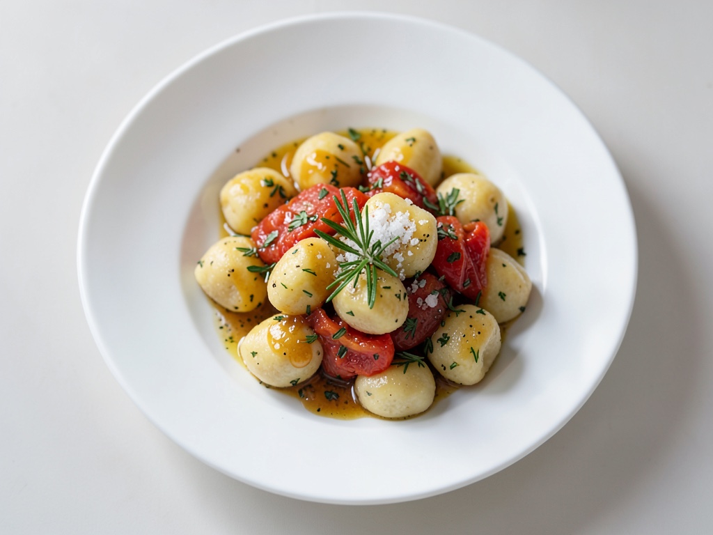 Gnocchi au beurre aux herbes méditerranéennes et tomates caramélisées