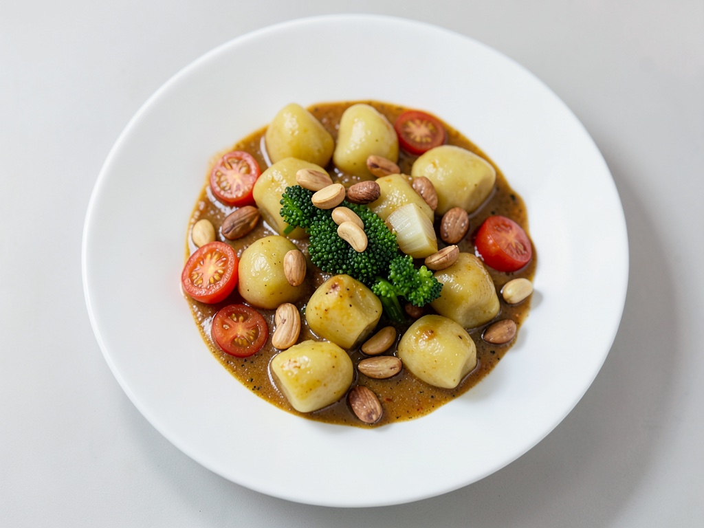 Gnocchi croccanti con salsa cremosa al pesto di spinaci