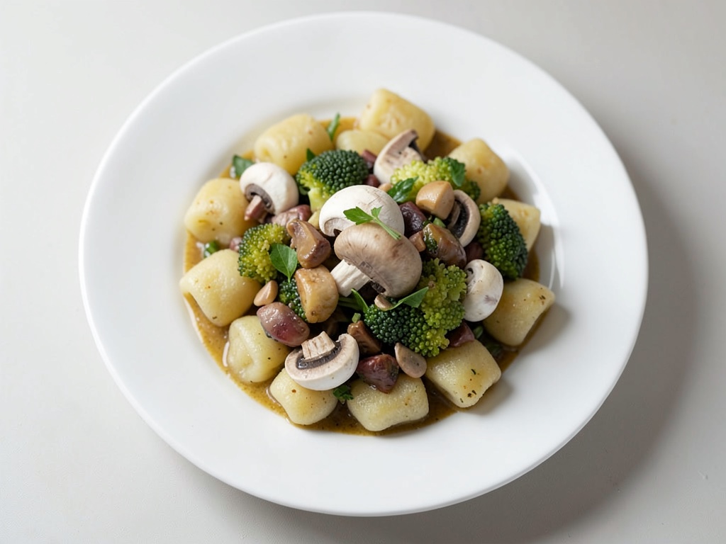 Knödel con verdure di funghi e cavolo di Bruxelles