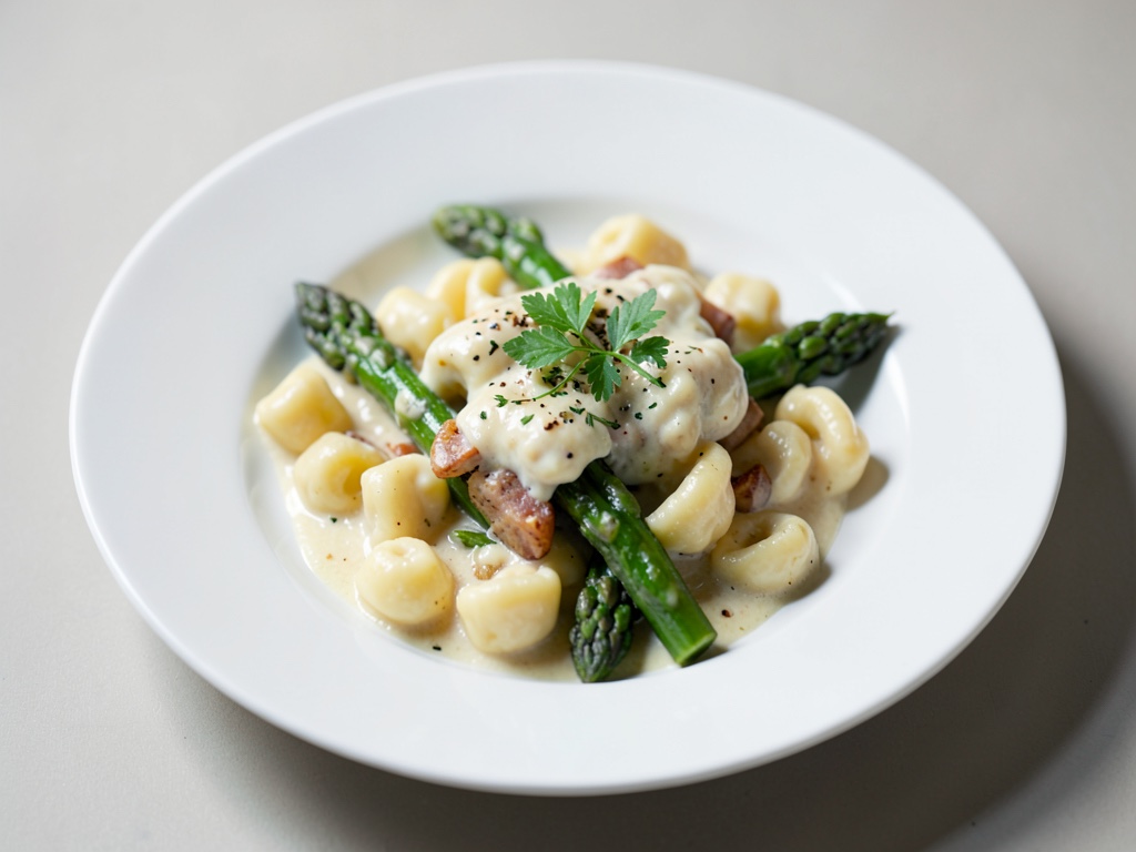 Gnocchi crémeux aux asperges vertes
