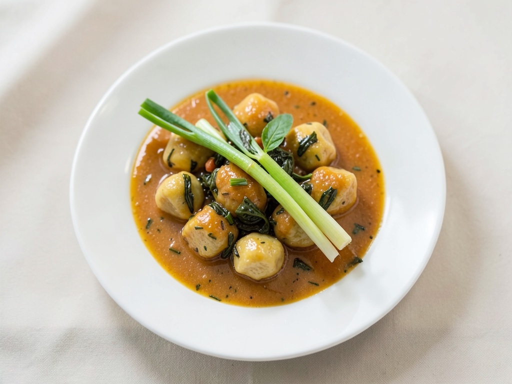 Gnocchi al finocchio con crema all'arancia fresca
