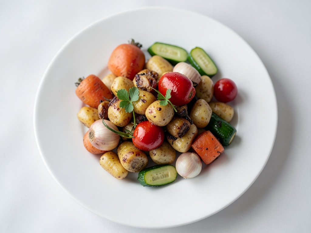 Padella di gnocchi con verdure primaverili saltate