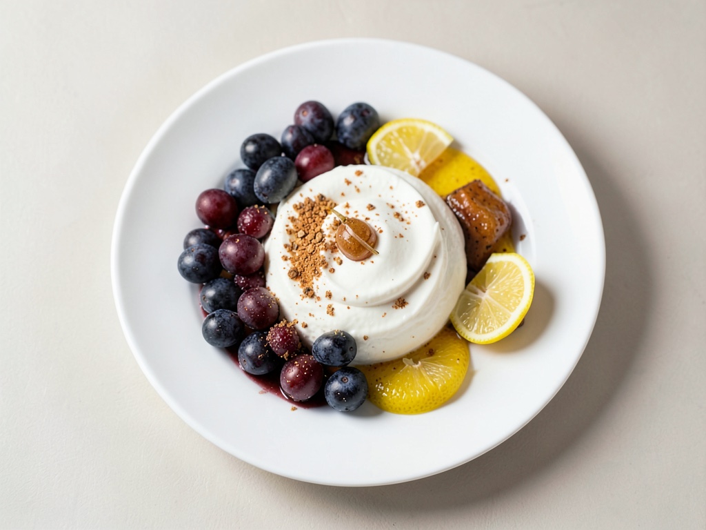 Yogurt di capra con uva congelata