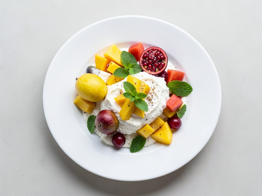 Frischer Mango-Salat mit Honig-Joghurt