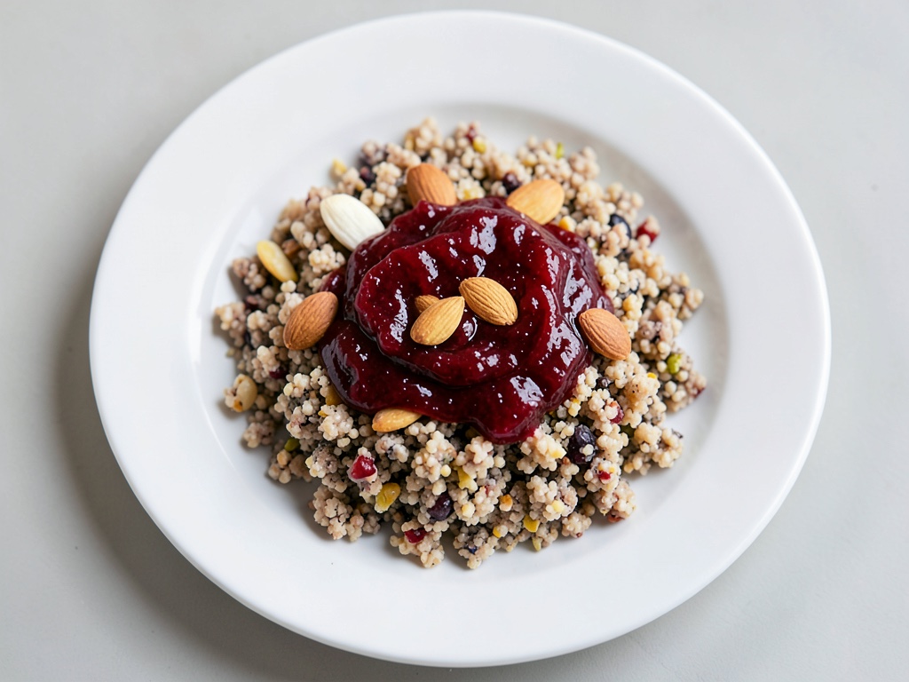 Grießbrei mit Johannisbeermarmelade