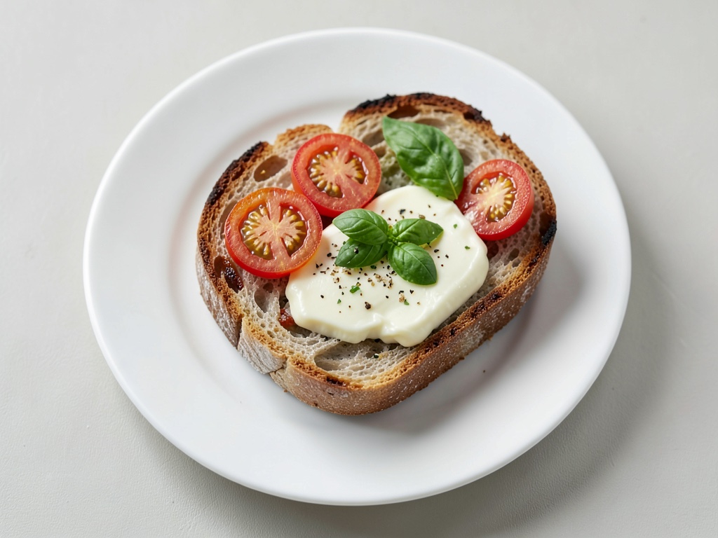 Pane croccante al formaggio con pomodoro e basilico