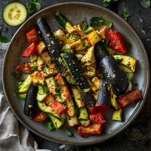 Insalata di verdure grigliate con pannocchie di mais e guacamole