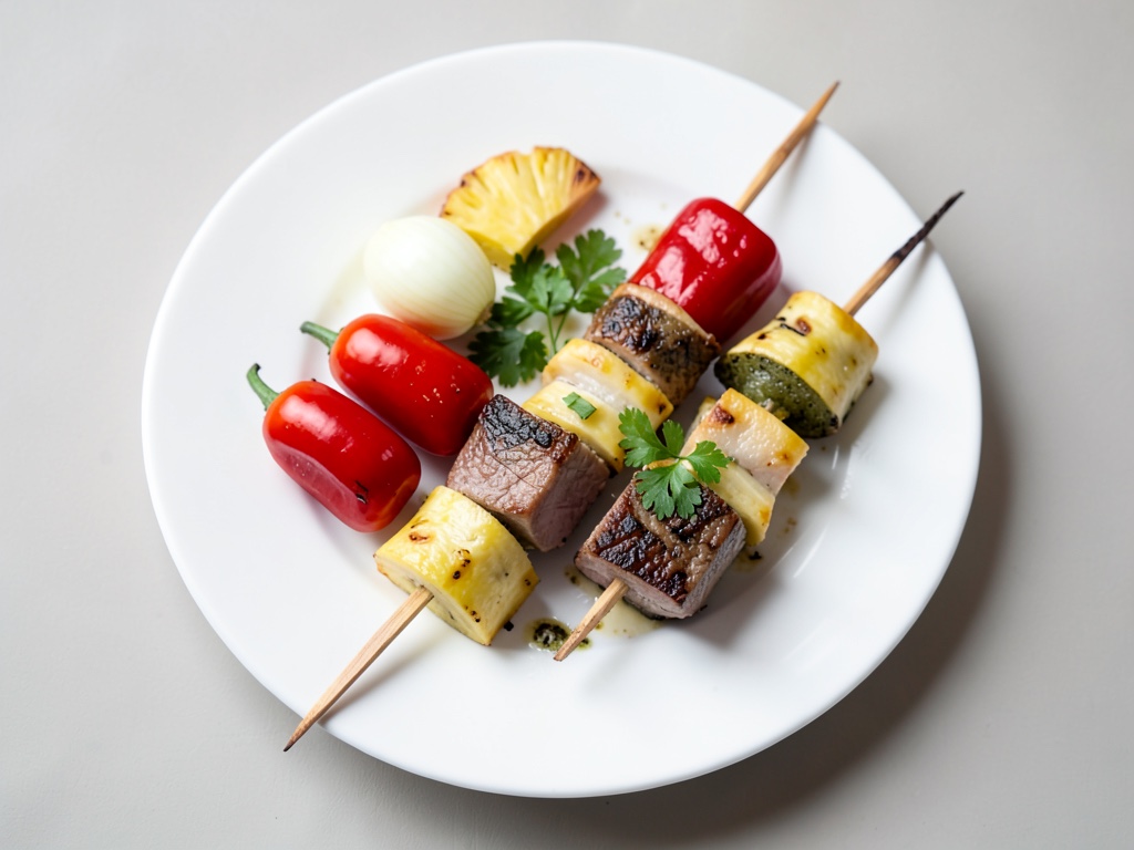 Brochettes de cabillaud et d'ananas au grill