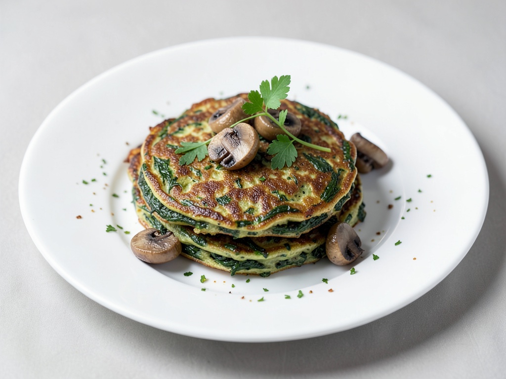 Crespelle croccanti agli spinaci verdi con funghi